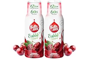 2 paquetes - FruttaMax - Concentrado de jarabe de frutas | Menos azúcar | con un 60% de contenido de fruta | adecuado para máquina de refrescos (2 x 500 ml) (2 x Cereza)