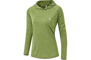 YSENTO Damen Laufshirt Langarm Sportshirt UPF 50+ Schnelltrocknend UV Schutz Hoodie Pullover Wandershirt mit Daumenlöcher