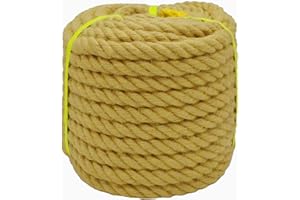 Jalunth Cuerda Rollo de Yute Gruesa Natural Cuerda Cáñamo Sisal para Jardín Colgar Fotos Rascador Gatos Manualidades Floristería Decoración Barcos Bricolaje 6.5 14 20 26 32 39 51mm/15 30m Marrón
