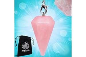 Vibratis Pendolo Esoterico Divinatorio di Radioestesia in Quarzo Rosa Forma CONICA - Pendolo in Pietra di Quarzo Rosa [Soddisfatti o rimborsati]