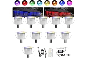 INDARUN Lampe au Sol Spot Encastrable-Lumière réglable (RGB) étanche IP67 0.6W Ø31mm-éclairage pour terrasse, patio, chemin, mur, jardin, décoration, intérieur et extérieur
