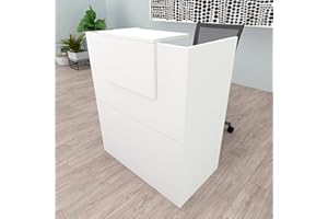 Henor Comptoir Oja. 80x50x107 cm. Bois avec Table intérieure. Idéal pour l’Accueil de Bureau. l’Attention. la Boutique. Le Commerce. Blanc Mat