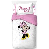 Disney Minnie Mouse 3 Piece Single 100% Cotton Bedding Set Includes Duvet Cover, Fitted Sheet and Pillowcase