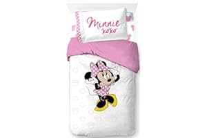 Jay Franco Disney Minnie Mouse - Set di biancheria da letto singolo, 100% cotone, 3 pezzi, include copripiumino, lenzuolo con angoli e federa