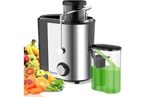Juicer, Bagotte Centrifugal Juicer for Whole Fruit and Vegetable, 600W High Juice Yield Juicer Extractor, Juicer Machines Easy to Clean, Stainless Steel, Brush & Anti-drip Dual-Speed, BPA-Free