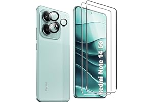 FDHYFGDY 2+3 Piezas Protector de Pantalla para Xiaomi Redmi Note 14 5G Cristal Templado, Protector de cámara y película Protectora de Vidrio, Dureza 9H, Pantalla HD antiburbujas
