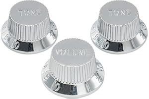 Musiclily Pro Metrica 18 Splines Manopole 1 Volume 2 Tono Strat Knobs Set per Chitarra Stratocaster Squier ST Style, Cromato