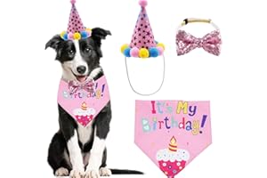 WUBAYI Hunde-Geburtstags-Bandana für Mädchen, niedliches Hunde-Geburtstagsparty-Zubehör mit Happy Birthday-Banner, Fliege, Haustier-Kostüme