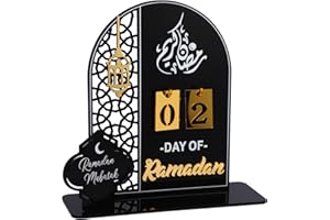 Mayoii Calendrier de décompte avant le ramadan 2024, en acrylique, Aïd Moubarak, DIY, compte à rebours, pour la décoration, ornement à réaliser, cadeau (noir)