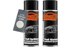 TRISTARcolor Vernice per auto Kit di bombolette spray per VW/Volkswagen LC9A Pure White/Oryxweiss vernice di base vernice trasparente bomboletta a spruzzo 400ml