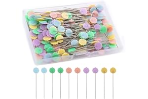 LUTER 200 Piezas Alfileres Planos De Cabeza De Flor con Una Caja De Almacenamiento Colores Surtidos Alfileres Decorativos para Modistas Proyectos De Costura