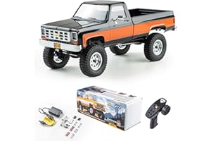 WOWRC FMS 1/18 Chevrolet K10 RC Truck FCX18, Officially Licensed 4WD 2.4GHz RC Crawler 2 Speeds Switch with 900mah Battery and LED Lights, Off-Road RC Model for Adults, Black