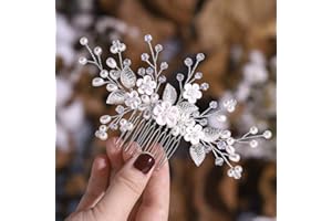 Edary mariée mariage peigne à cheveux feuille avec perles accessoires de cheveux pièces de cheveux de pour les femmes et les filles