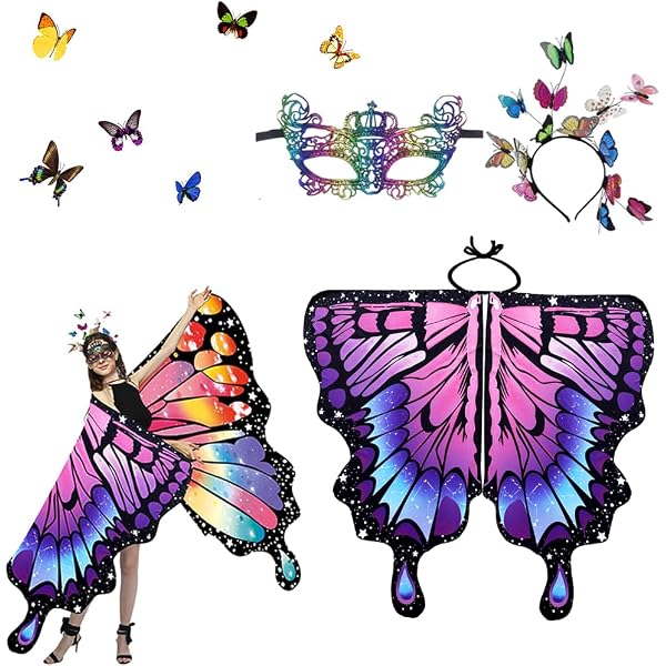 Meanju Costume Farfalla per Bambina,Costume da Farfalla Costum da Fata,Farfall Festa Carnevale Cosplay,Vestito Carnevale Bambina