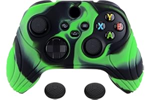 eXtremeRate PlayVital Cover Skin per Xbox Series X S Controller Joystick Custodia Protettiva Silicone Antiscivolo con 2 Gommini Coprilevette Analogiche-Simurai Edizione(Verde Nero)