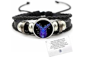 Oaiyeie Bracciale dello spirito dei segni zodiacali, bracciali in pelle zodiacale con dodici costellazioni regolabili multistrato, per gli amanti delle costellazioni da donna e uomo