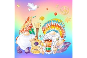 NAIMOER Cute Gnome Diamond Painting Kits for Adults, Full Drill Dwarfs and Guitars Diamond Painting Kits, DIY 5D Gnome Diamond Dots Summer Diamond Art Kits for Home Decor 30X30cm