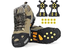 KAKVEIAI Crampon Antidérapent, Crampons de Neige, Anti-Slip Crampons, Lot de 10 Pics à Glace Amovibles pour Chaussures, Semelles ntidérapantes pour Marche en Montagne, Voyages, pêche et Conditions Hivernales