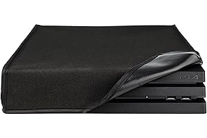 eXtremeRate Prueba de Polvo para ps4 Consola Funda Cubierta Protectora Horizontal Diseño de Doble Capa Forro Corte Preciso Fácil de Acceso los Cables Guardapolvo para ps4 Pro Consola(Negro)