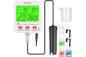 GIDIGI Monitor di pH ppm WiFi, tester intelligente della qualità dell'acqua 8 in 1, misuratore di pH EC idroponico, tester pH TDS EC sale ORP con kit di soluzioni calibrazione, tester salinità per acquari