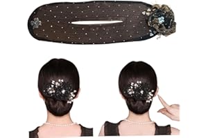 SOUIWUZI Machine à chignon torsadée, bandeau torsadé, machine à chignon en forme de donuts, design floral, machine à chignon à pois, machine à chignon exquise, accessoires de coiffure en maille – Noir