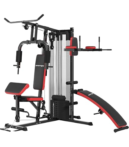 Hansson Sports Stazione Di Potenza Multifunzione 65 Kg | Palestra In Casa Con Lat Machine E Leg Press | Telaio 180x100x215 Cm - 4