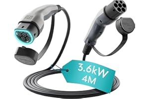 RATIO ELECTRIC Type 2 EV Charging Cable for PHEVs, 16A | 3.7kW | 4 Metre | 1 Phase | Mode 3 | 4M Type 2 to Type 2, Electric Vehicle Car Plug-in Charging Cable - Made in Europe
