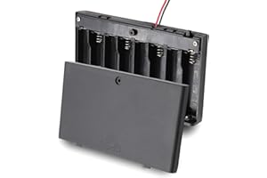 TECHZOCO Porte-piles avec interrupteur on/off, support de batterie AA, boîtier de batterie, porte-piles, câble de 200 mm, tension totale : 12 V (1,5 V par pile), convient pour 8 piles LR6 AA (FR6,