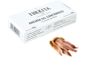 URBAN MERCHANTS Spanish Anchovy Fillets in Extra Virgin Olive Oil From Yurrita, Salt Cured Anchovies For 10 Months, 50g Tin