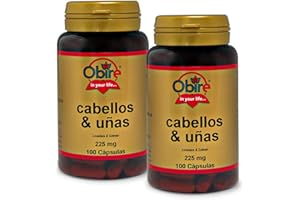 Obire | Cabellos y Uñas 225 mg | Pack 2 Unidades | 100 Cápsulas | Levadura + Selenio | Ayuda a Fortalecer y Frenar la Caída del Cabello | Ayuda a Reforzar las Uñas Débiles y Quebradizas