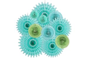 SUNBEAUTY 11 scomparti di carta da appendere, ghirlanda di carta verde e verde menta, decorazione per compleanni, matrimoni, baby shower, feste