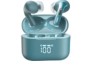 TOZO T20 Auriculares inalámbricos Bluetooth 5.3 con ENC Llamada LED Pantalla ORIGX 2.0 Acústico EQ Ajuste 48.5H Reproducción Soporta Carga Inalámbrica y USB Tipo C IPX8 Verde