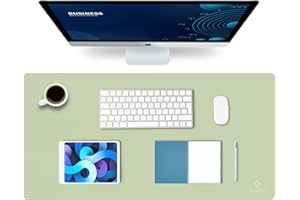 K KNODEL Tappetino Scrivania, Sottomano Scrivania, 80cm x 40cm in Similpelle PVC, Tappetino per Laptop, Copri Scrivania, Doppia Facciata (Verde chiaro)