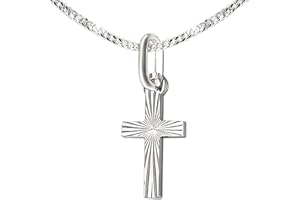 CLEVER SCHMUCK Gioielli Clever - Collana con ciondolo a forma di mini croce, 12 mm, sobria e lucida, catenina da 36 cm, in argento 925, per bambini