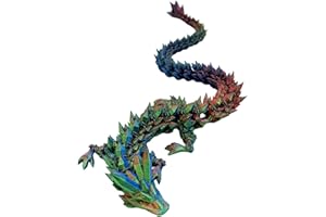 IMAGINE 3D 3D Printed Dragon Articulated Crystal Dragon Flexible ADHD Fidget Toys 3D Aquarium Decoration Autism Toys Fidget Toy Desk 3D Printed Toy 30cm (Red/Blue/Green)