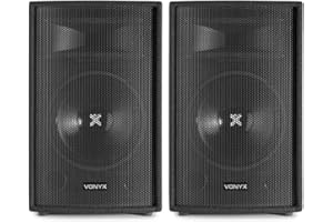 VONYX SL10 10” Passive DJ PA Speaker Pair – 500W, 2-Way Bass Reflex Cabinet, Piezo Horn Tweeter, 8 Ohm, Stage Monitor Option, Professional PA Speakers for DJs, Gigs, Parties, Events, Black