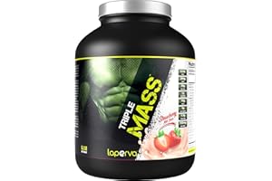 laperva Triple Mass Gainer Protein Powder, High Calorie Weight Gainer with 19 Vitamins & Minerals, Creatine, Glutamine & BCAA (Strawberry Milkshake, 6 LB)