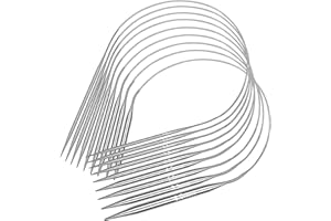 Coopay Lot de 9 Aiguilles à Tricoter Circulaires - En Acier Inoxydable - 80 cm - Taille Claire - De 2 à 6 mm - Aiguilles à Tricoter Circulaires pour Débutants
