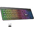 KLIM Light V2 Wireless Keyboard + Slim, Durable, Ergonomic + Backlit Wireless Gaming Keyboard For Laptop PC Mac PS4 PS5 Xbox One + Long-lasting Built-In Battery + NEW