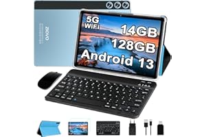 ZIOVO 2024 Tablet 10 Pulgadas Android 13 Tablets con 14GB RAM + 128GB ROM(1TB TF), 8 Cores 2.0GHz, 5G+2.4G WiFi, 8000mAh, BT 5.0, 5+8MP, Certificada GMS, Widget, Tableta con Teclado + Ratón - Azul