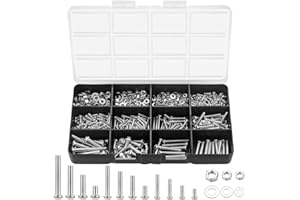 woshilaoDS 600 Stk Maschinen Schrauben mit Sechskant Muttern und Unterlegscheiben, Linsenkopfschrauben, Kreuzschlitzschrauben, Gewindeschrauben mit Muttern und Unterlegscheiben Sortiment Kit, M3/M4/M5