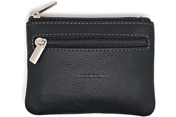 Monedero con 2 Cremalleras para Hombre con Argolla para Llave | Piel Ubrique | Hechas a Mano en Cuero | 10012 Negro
