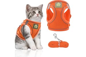 OURSUNSHINE Cat Harness Lead Set Harness for Cats Escape Proof Adjustable Cat Harness Control Breathable Cat Lead with Reflective Strips