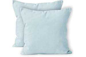 Encasa Homes Fundas de Cojines 2 Piezas (50 x 50 cm) - Azul Hielo - Lona de algodón teñida Forma sólida, Decorativa, Grande y Colorida, Lavable Funda Almohada para Sala de Estar, Dormitorio