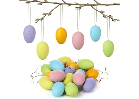 Nordstjärna påskägg att hänga upp, 24-pack i pastellfärger – påskdekoration, vårdekoration för inomh - Amazon Deal & Rabatt