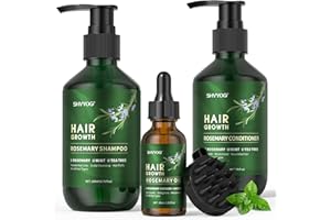 SHVYOG Rosmarin Shampoo Conditioner Set, Haarwuchsöl mit Rosmarin Minz Biotin, Shampoo gegen Haarausfall, reinigt das Haar und spendet ihm Feuchtigkeit, Mit Kopfhautmassagebürste, Geschenkset 200ml*2+30ml