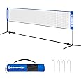 SONGMICS 3 m Badminton Net, Volleyball Net, Adjustable Poles Height, Portable Set for Tennis