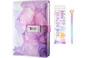 DecorDwell Journal Intime avec Serrure, Ensemble de Carnets d'école, étiquette, Stylo Bille, Cadeaux d'Anniversaire pour Filles, Cadeau Scolaire pour Filles de 7, 8, 9, 10, 11, 12, 13, 14 Ans (B)