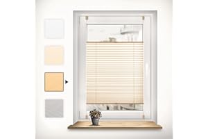 Store plissé Sonello Klemmfix sans perçage 40cm x 120cm, beige, stores pour les portes et les fenêtres, opaque, protection de la vie privée, protection solaire, store plissé prêt à l'emploi, enrouleur