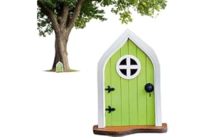 QIANCHILANG Puerta De Casa De Elfo De Gnomo Ventana y Puerta de Casa de Gnomo de Hadas en Miniatura Puertas en Miniatura al Aire Libre, Interesante Decoración de Jardín en 3D, para Césped Árboles Paredes-Verde